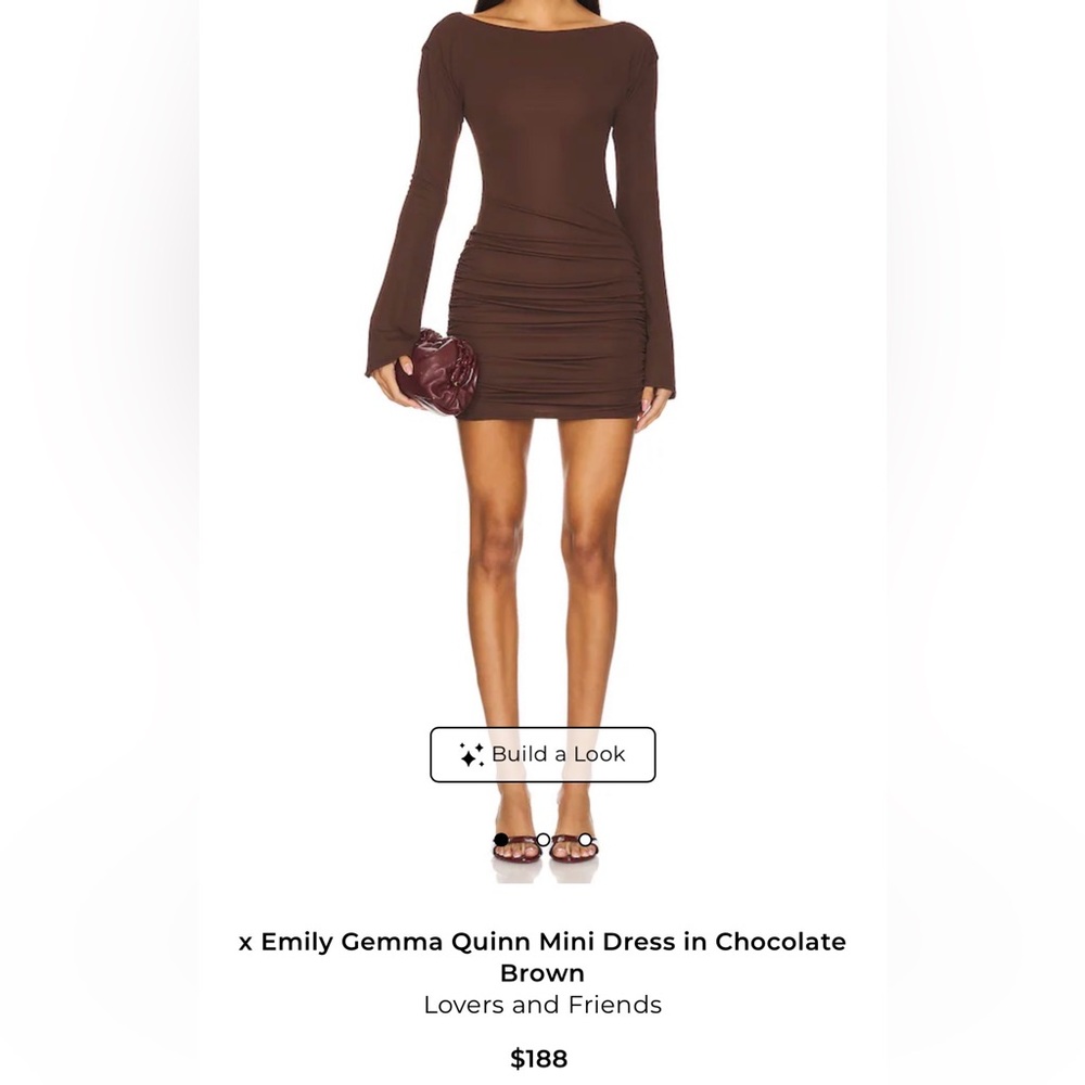 X Emily Gemma Quinn Mini Dress in Chocolate Brown
